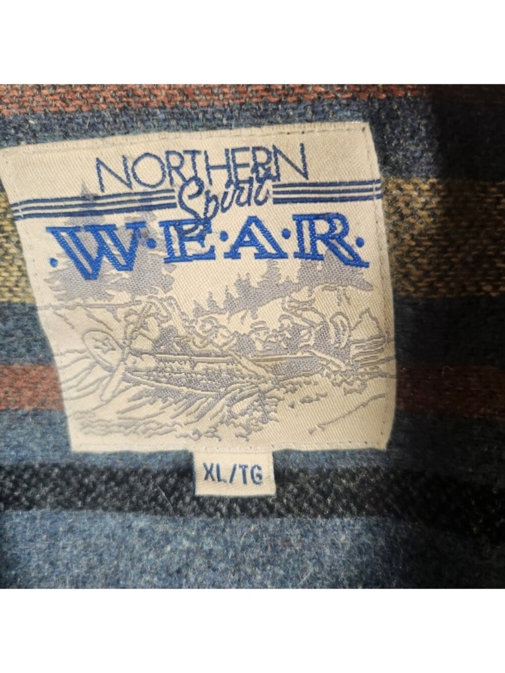 The Bay 1960s Cotton Wool Mens XL Barn Coat Navy Leather Collar Blanket Lined - Picture 3 of 14